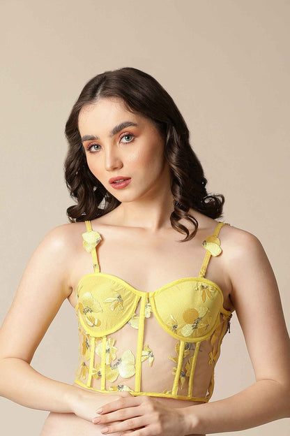 DORA CORSET- Yellow Floral Corset Top