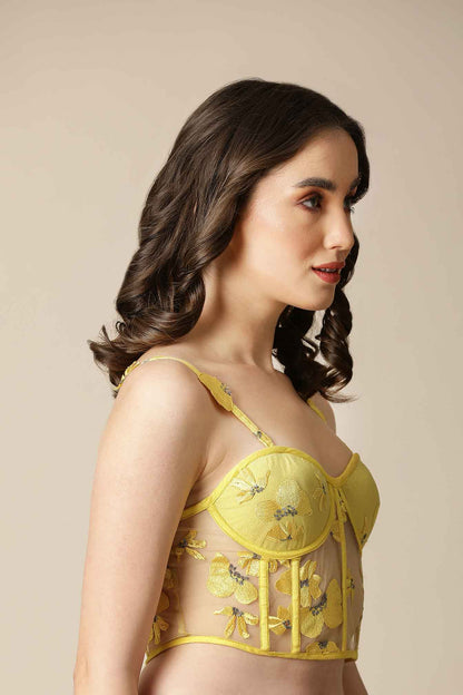 DORA CORSET- Yellow Floral Corset Top