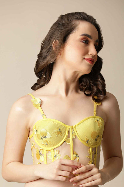 DORA CORSET- Yellow Floral Corset Top