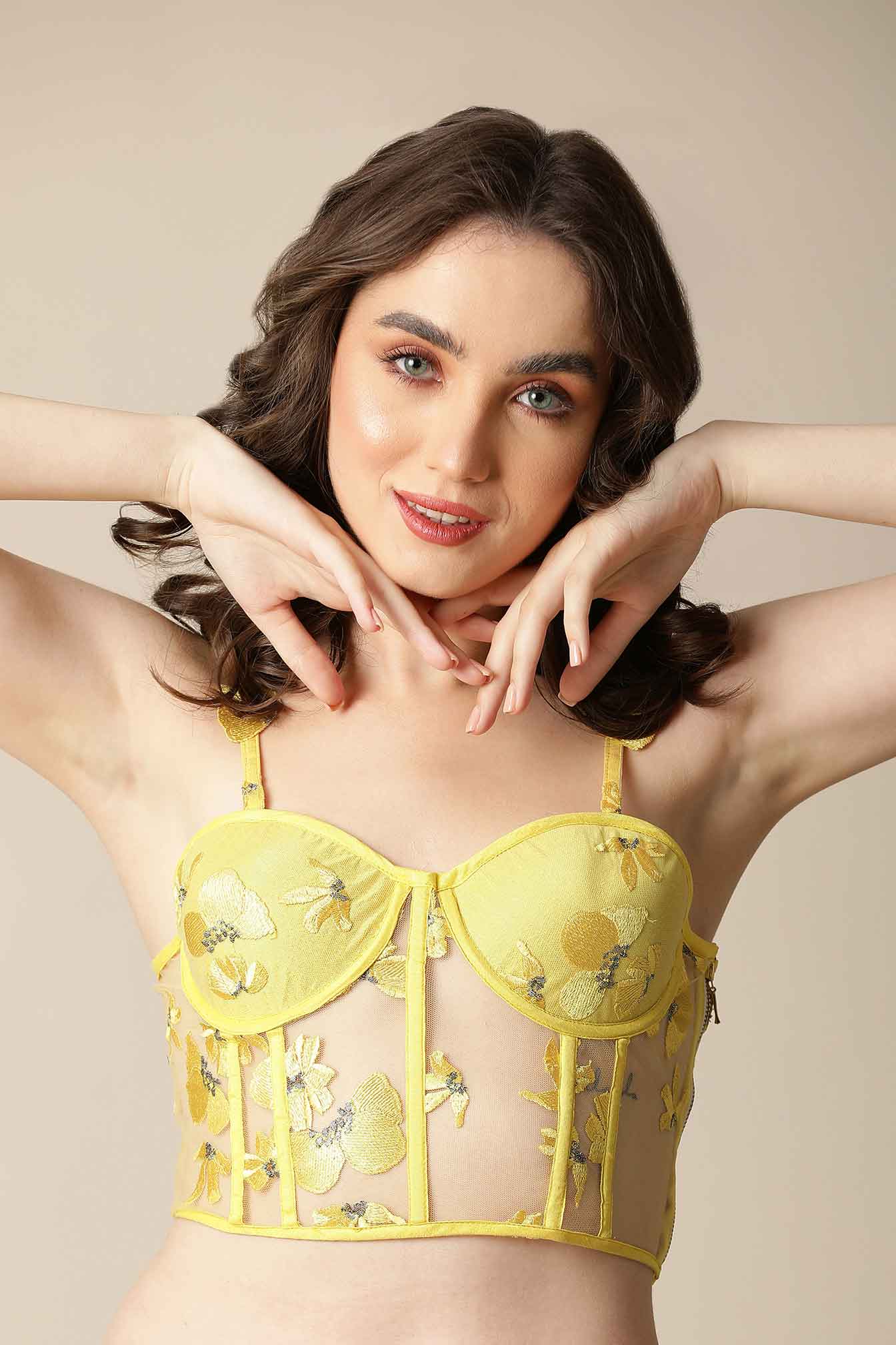 DORA CORSET- Yellow Floral Corset Top