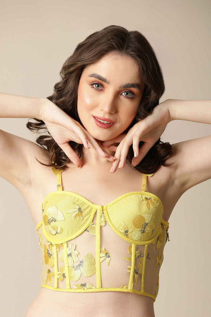 DORA CORSET- Yellow Floral Corset Top