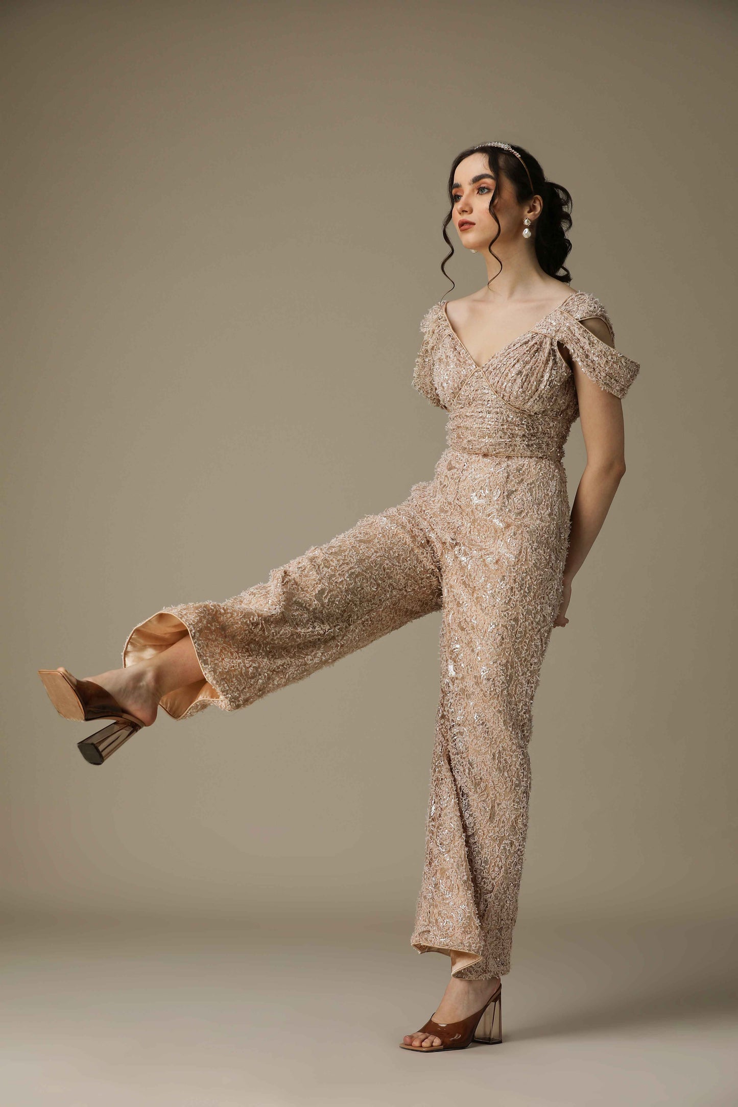 RACHEL- Rose Pink Sequin Jumpsuit