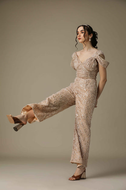 RACHEL- Rose Pink Sequin Jumpsuit