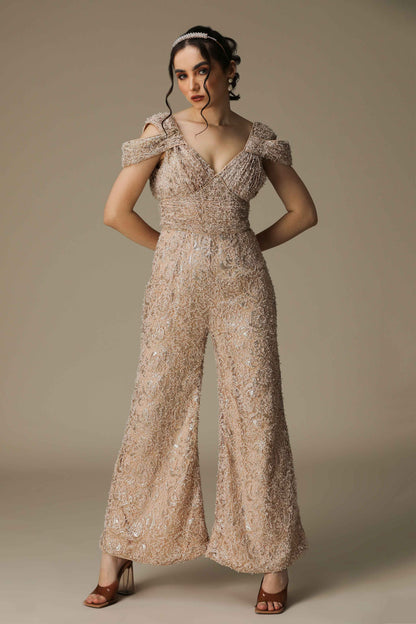 RACHEL- Rose Pink Sequin Jumpsuit